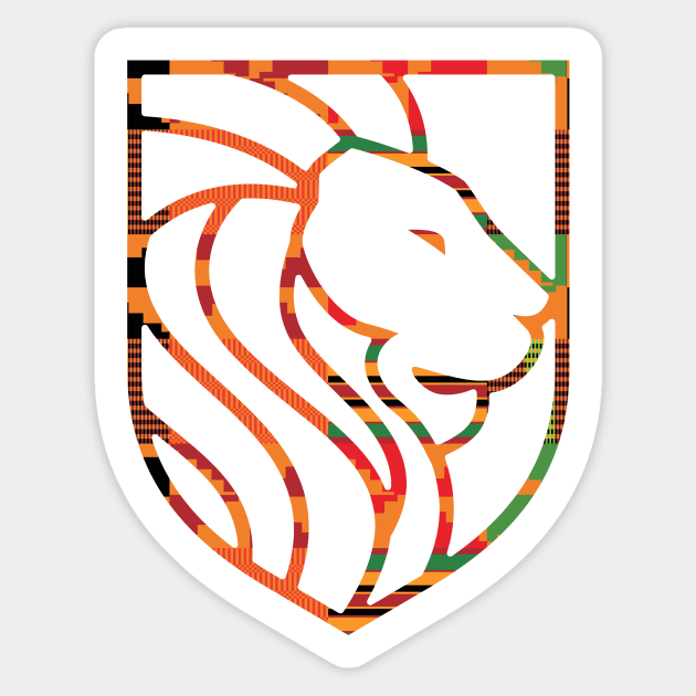 African Lion with Kente Pattern Minimal Sticker by kentevibes